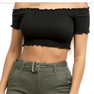 Black Off The Shoulder Crop Top